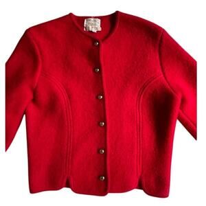 Vintage Tally Ho Retro Button Down Red Wool Cardigan